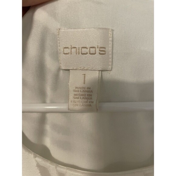 Chico's White Burnout Maxi Dress Sheer Side Slit Geometric Renee Size 8 Small - Picture 7 of 15